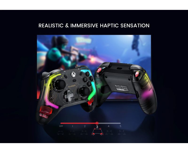 Manette filaire GameSir Kaleid avec coque transparente et éclairage RGB