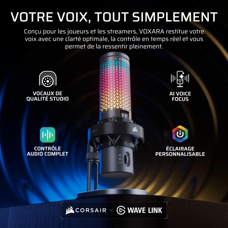 Capsule à condensateur 25 mm et captation cardioïde du Corsair Voxara