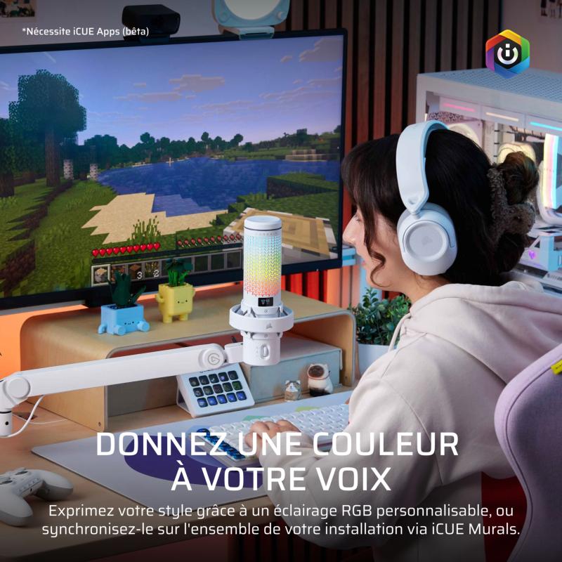 Microphone gamer USB Corsair Voxara noir avec éclairage RGB
