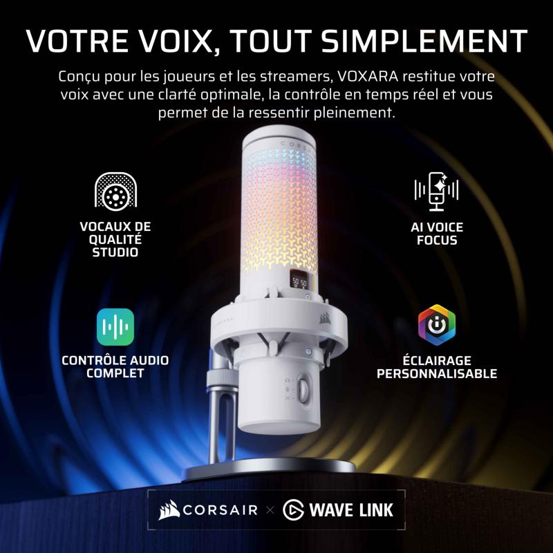 Capsule à condensateur 25 mm et captation cardioïde du Corsair Voxara