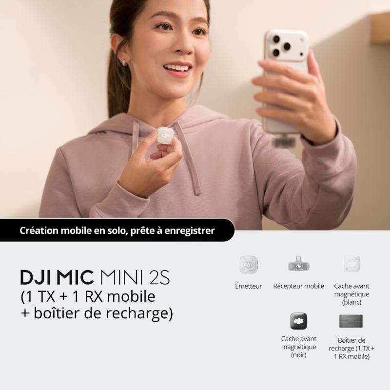 Micro sans fil DJI Mic Mini 2S avec boîtier de recharge