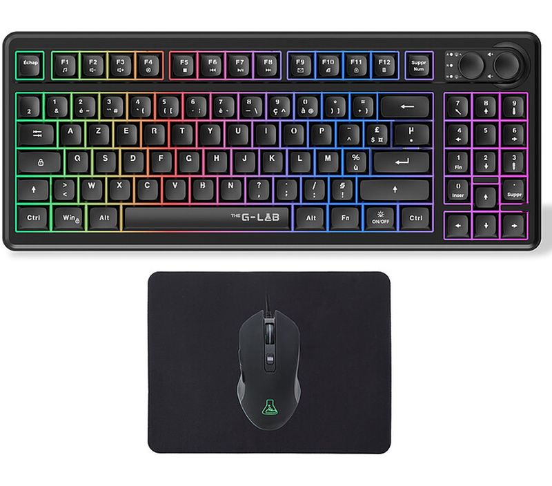 Pack gaming The G-Lab Combo Orion avec clavier TKL, souris optique et tapis de souris