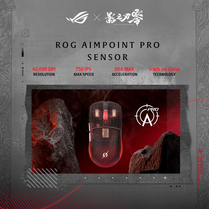 Capteur optique ROG AimPoint Pro 42 000 DPI de la souris ASUS ROG Harpe II Ace
