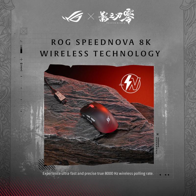 Technologie sans fil ROG SpeedNova 8K de la souris ASUS ROG Harpe II Ace Phantom Blade Zero Edition