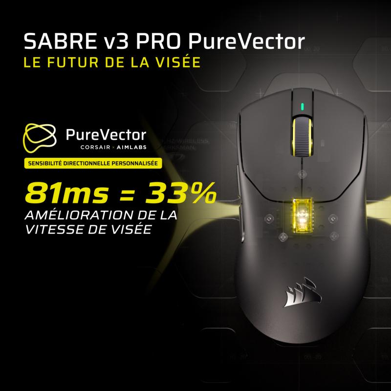Souris gaming sans fil Corsair SABRE v3 PRO PureVector Ultralight Ergo noire