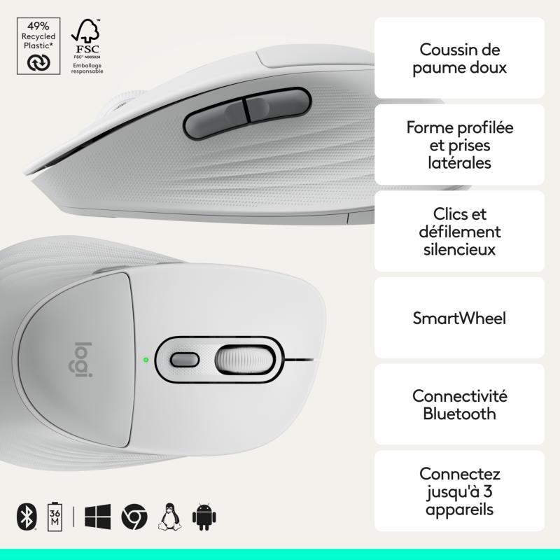 Souris ergonomique Logitech M850 L avec coussin de paume