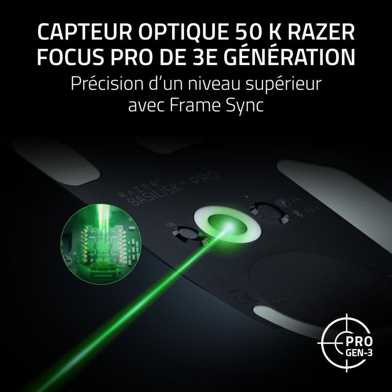 Capteur Focus Pro 50K et technologies de précision de la souris Razer Basilisk V4 Pro