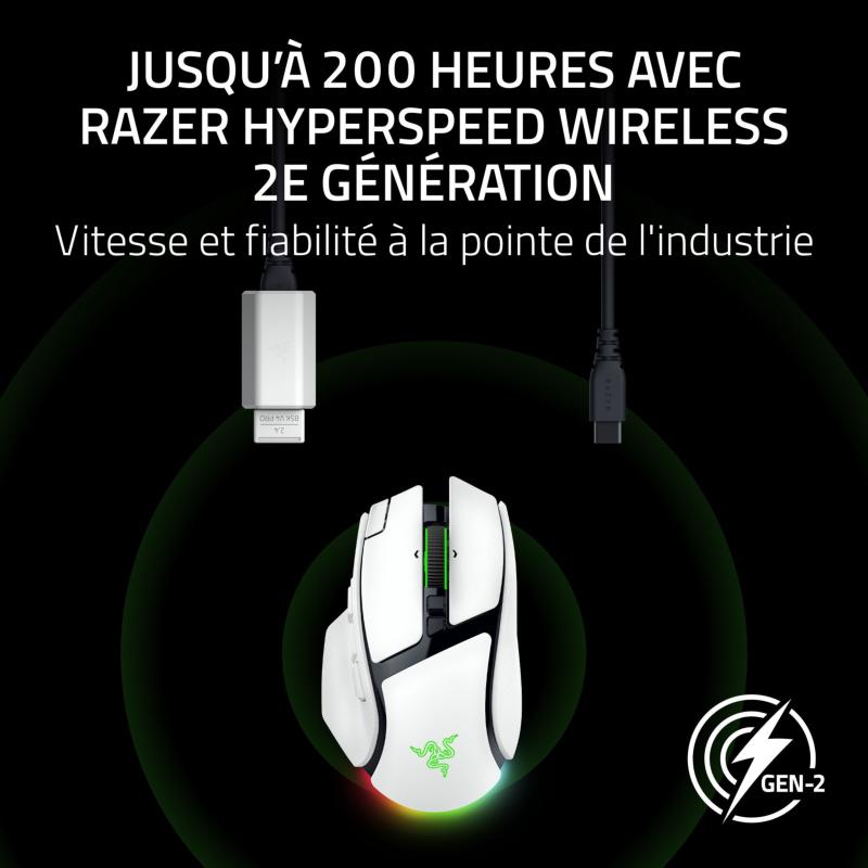 Éclairage Razer Chroma RGB six zones et connectivité HyperSpeed Wireless de la Basilisk V4 Pro