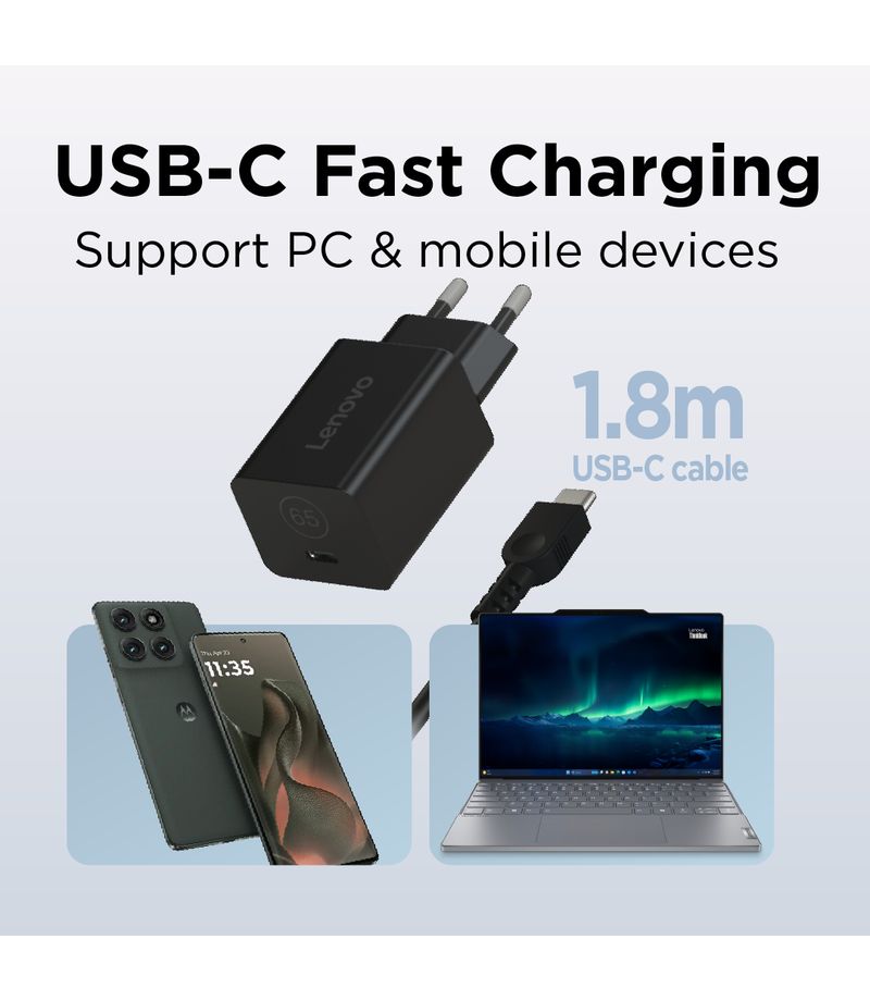 Adaptateur secteur Lenovo GaN Nano 65 W USB-C