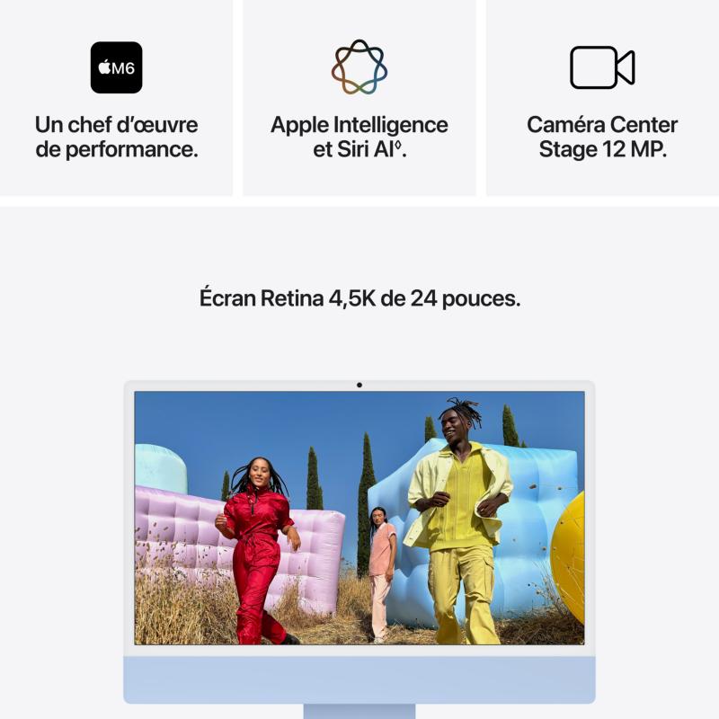 Écran Retina 4,5K de l'Apple iMac 24 pouces et caméra Center Stage 12 MP