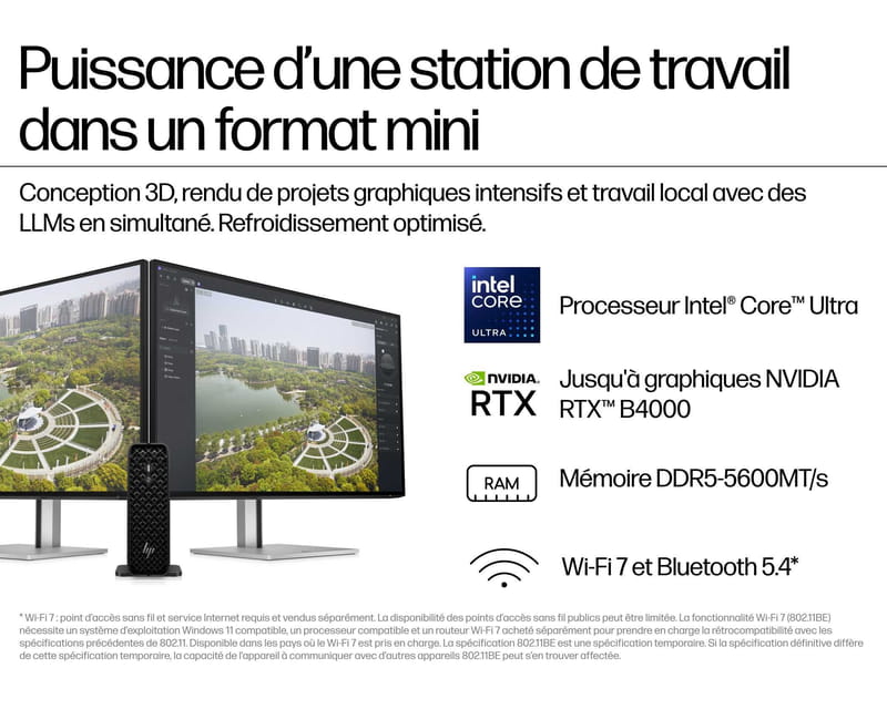 Performances professionnelles et accélération IA du HP Z2 Mini G1i