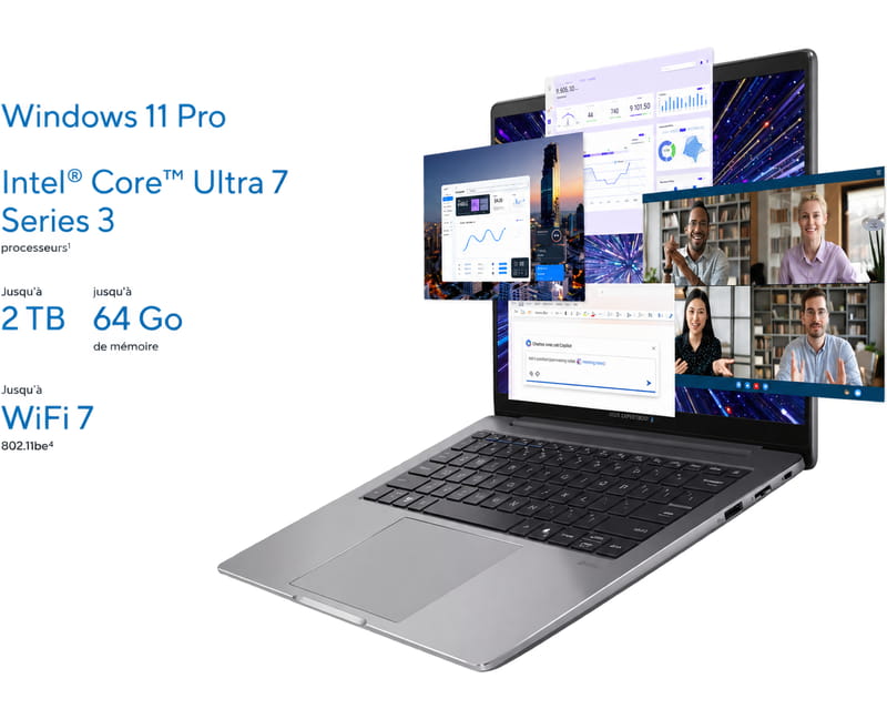 PC portable professionnel ASUS ExpertBook P5 G2 avec processeur Intel Core Ultra 7 série 3