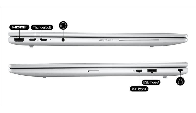 PC portable HP EliteBook 8 G1a 16 pouces AD3Z2ET ; vue de profil des ports