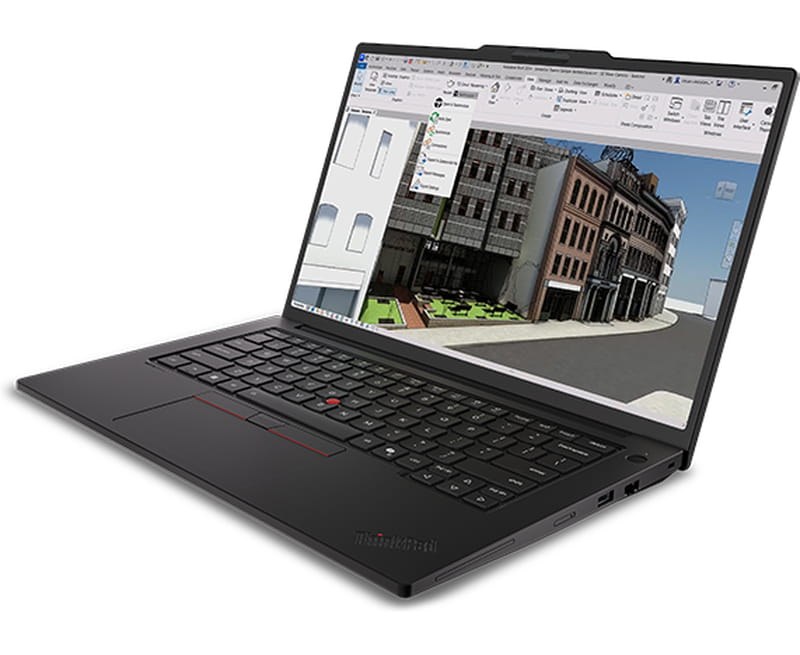 Vue de dessus du Lenovo ThinkPad P14s Gen 7 avec clavier ThinkPad, TrackPoint et écran 14,5 pouces