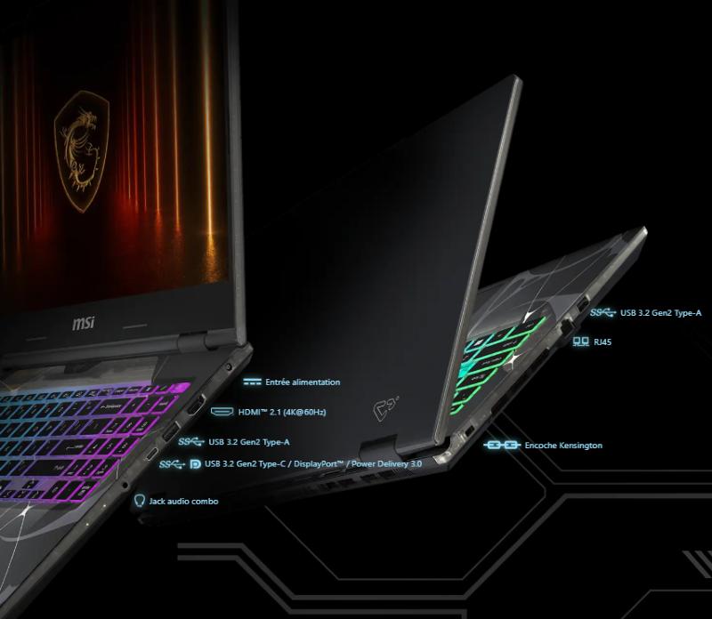 Connectique et équipement du PC portable MSI Cyborg 15 B2RWFKG-1268FRY