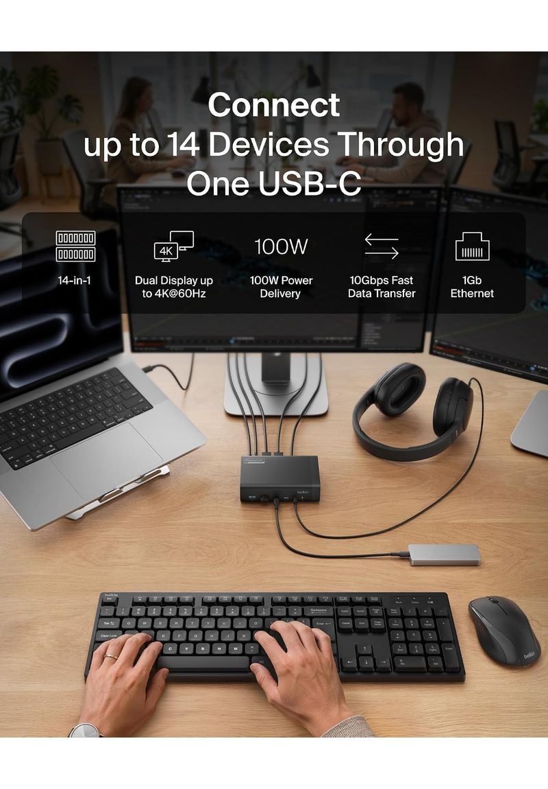Station d'accueil universelle USB-C Belkin Connect 14 Ports