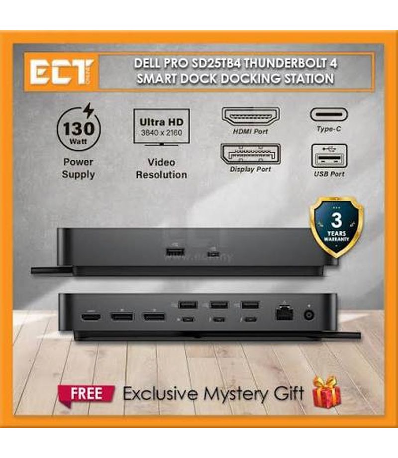 Connectique de la station d'accueil Dell Pro Thunderbolt 4 WD25TB4