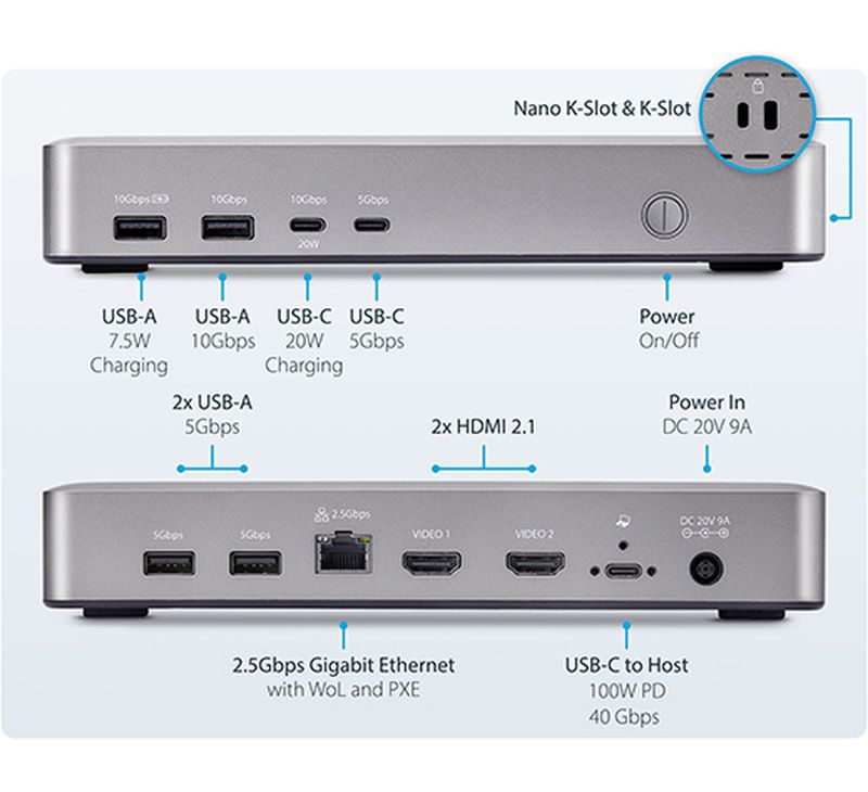 Connectique complète station accueil USB4 StarTech
