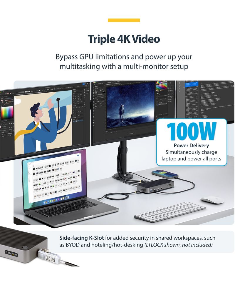 Station d'accueil USB-C StarTech Triple Ecran 116E