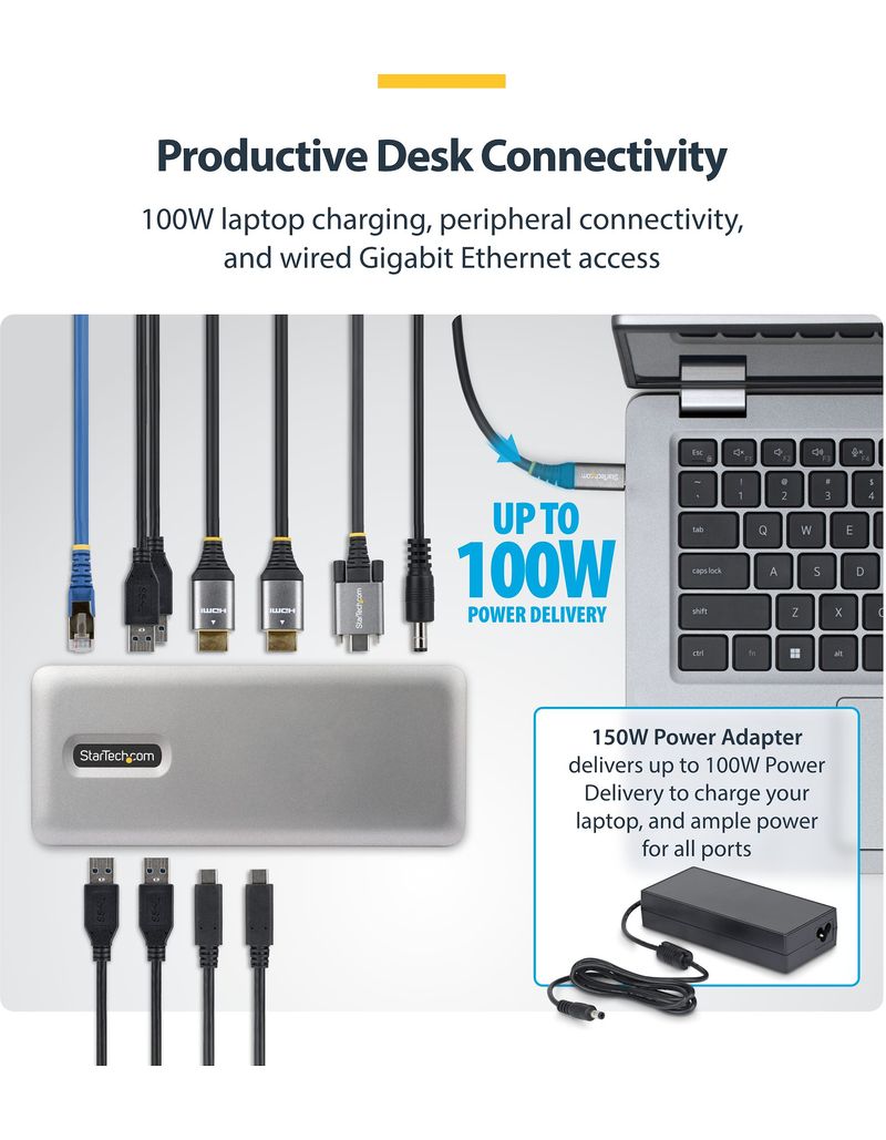 Hub USB-C StarTech.com 196UE-USBC-DOCK avec double sortie HDMI