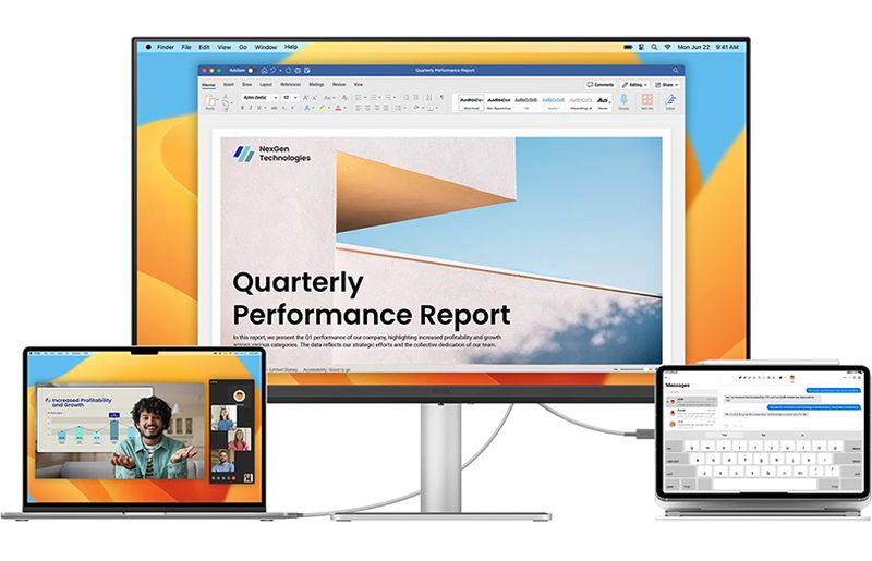 Connectique Thunderbolt 4 et hub du moniteur BenQ MA270S
