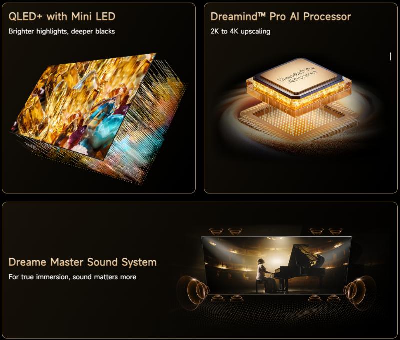 Qualité image Mini LED Dreame 75S100 HDR contraste élevé