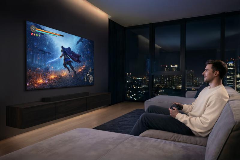 Installation murale Samsung Micro RGB avec support Slim Fit