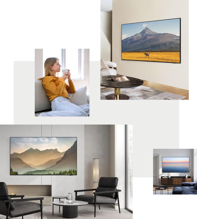 Téléviseur Samsung fixé avec support mural Slim Fit