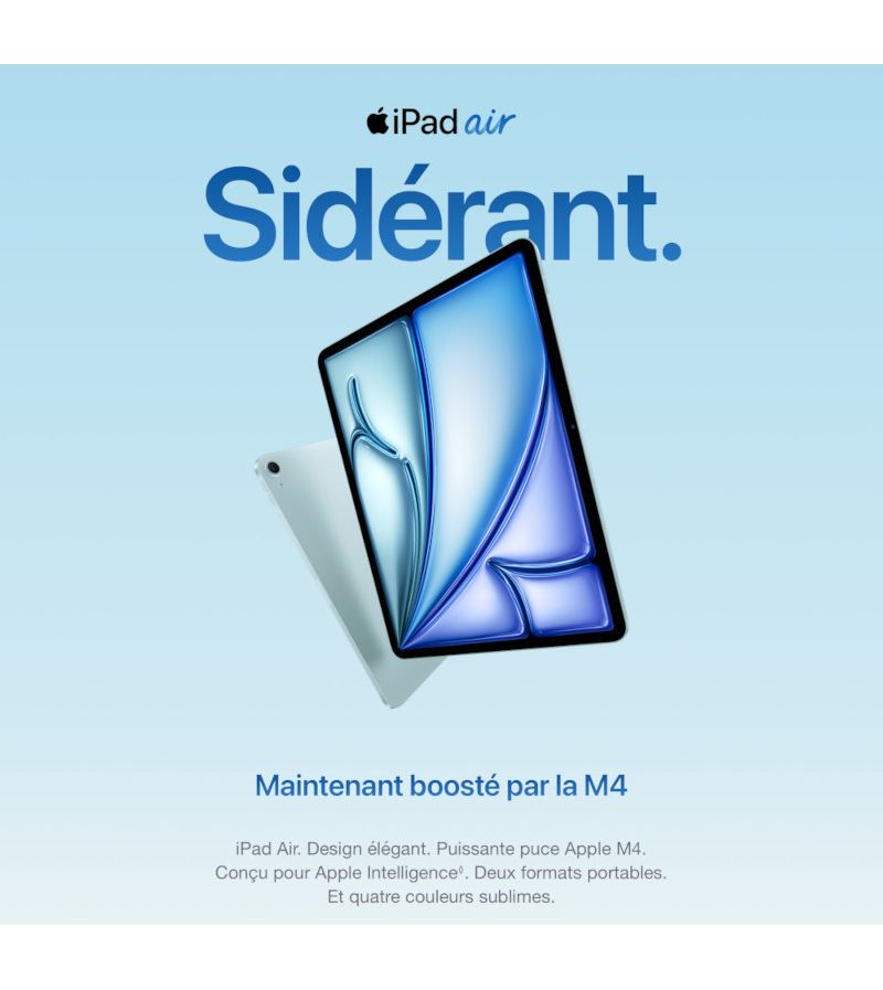 iPad Air 13 pouces vu de face et de profil