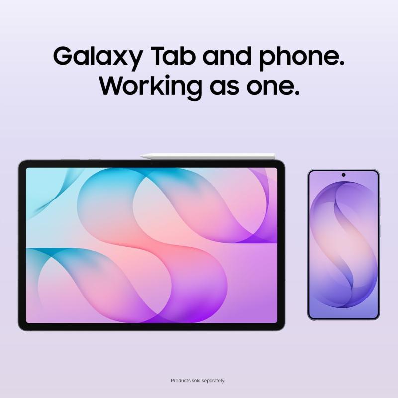 Design fin et mobile de la Samsung Galaxy Tab S12+ grise avec batterie de 10600 mAh