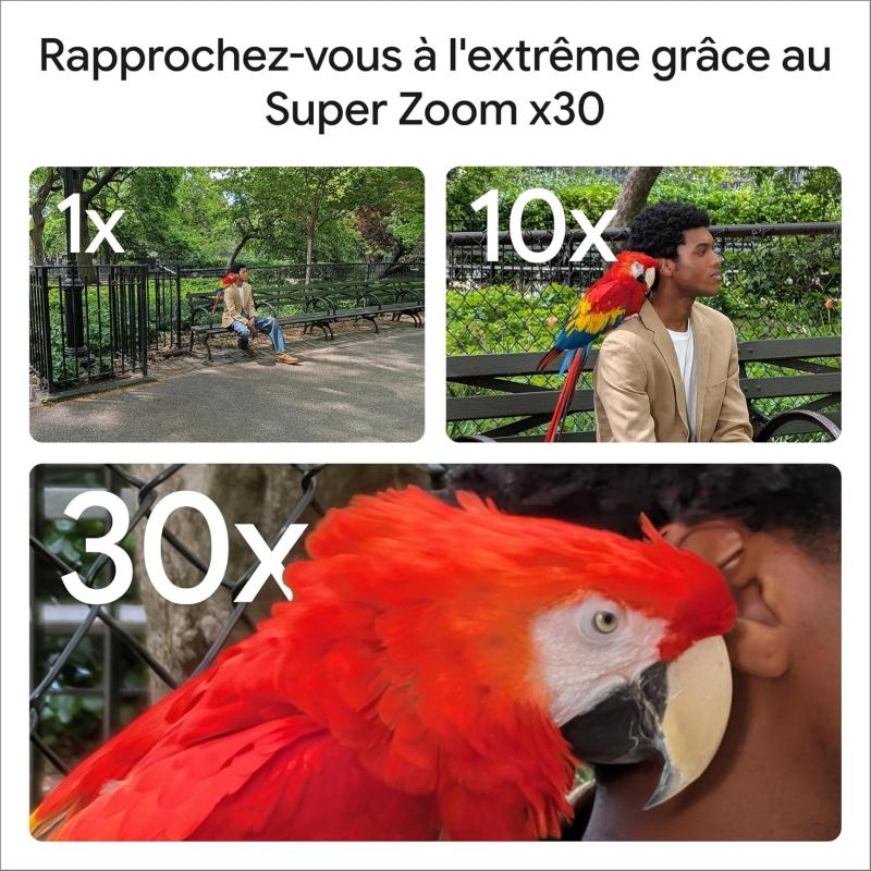 Triple appareil photo du Google Pixel 11 avec téléobjectif optique x5 et Super Zoom x30