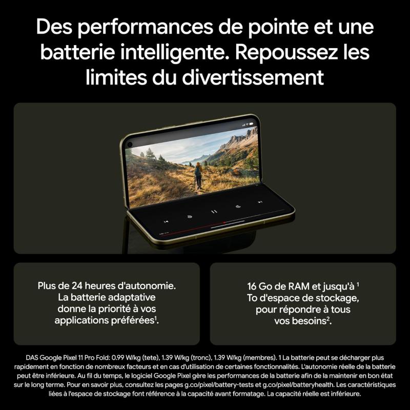 Smartphone Google Pixel 11 Pro Fold Noir Volcanique avec Android 17