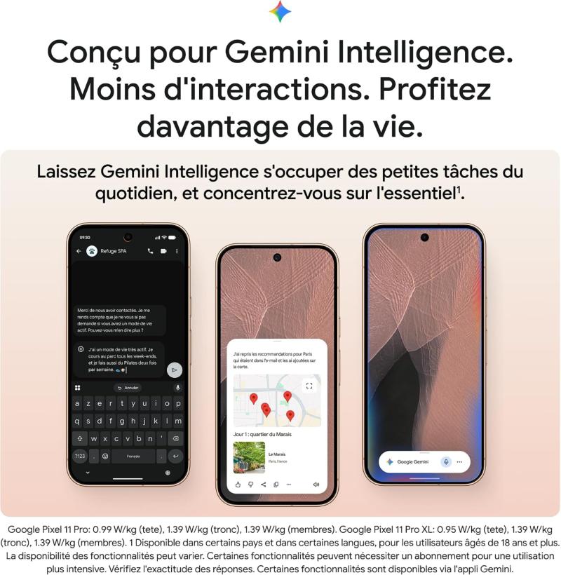 Google Pixel 11 Pro XL Brume avec batterie 5115 mAh et protection IP68
