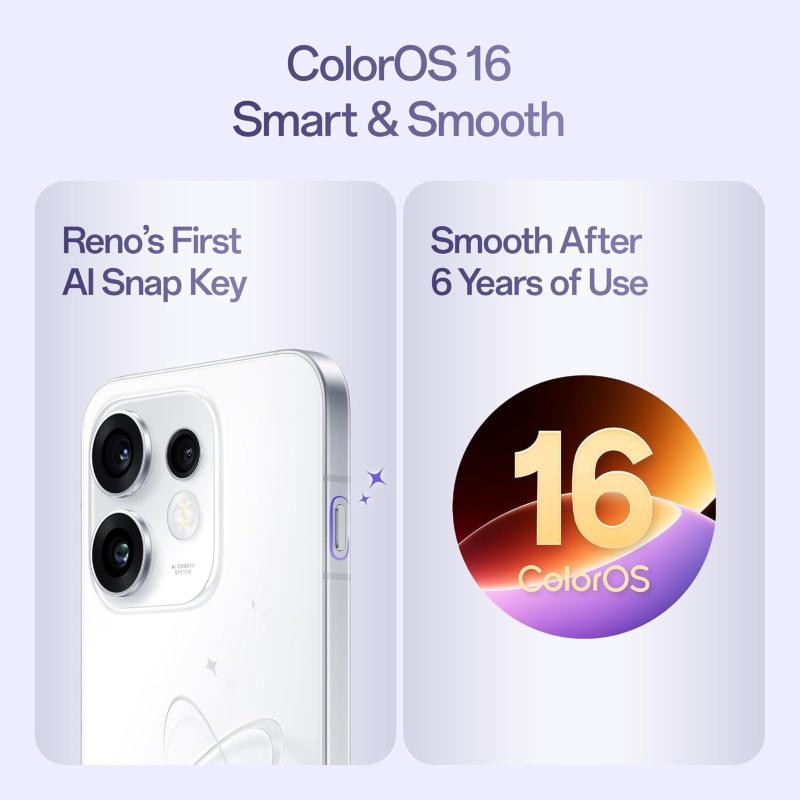 Design du OPPO Reno16 5G Blanc Pop