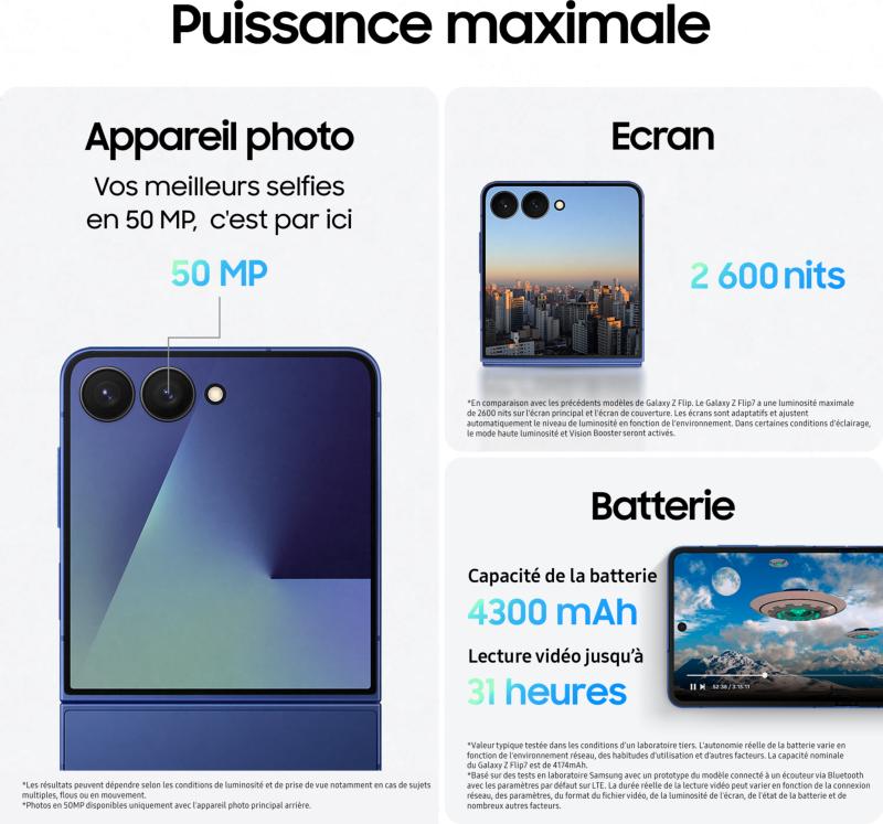 Samsung Flip7 - Écran ouvert et affichage intelligent