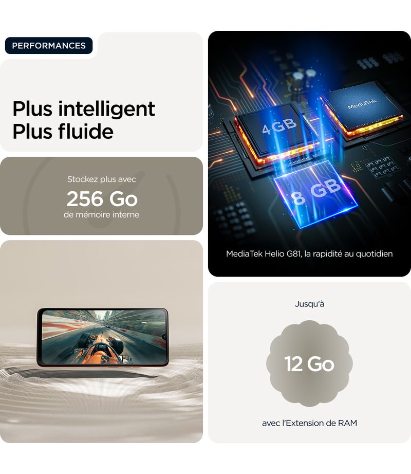 Smartphone Moto G06 Power écran et design