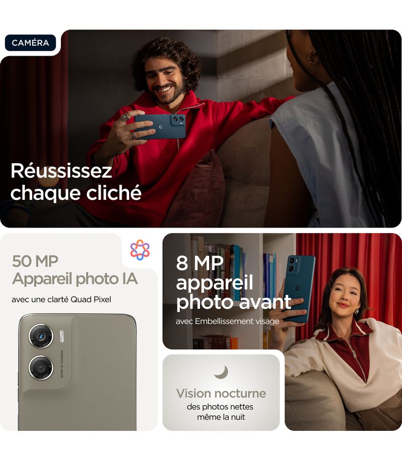 Capteur 50 MP et sécurité Moto G06 Power
