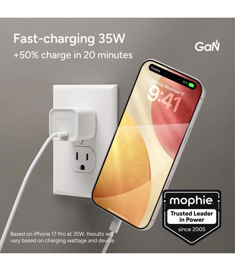 Chargeur mural USB-C Mophie Speedport 35 GaN 35 W blanc