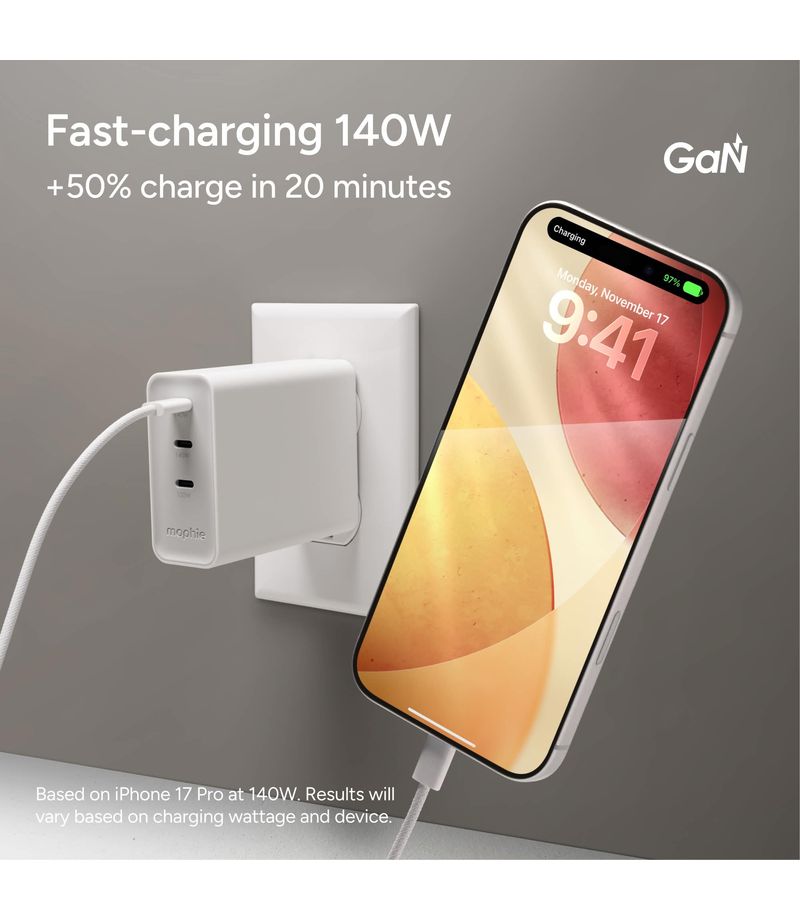 Chargeur USB-C Mophie Speedport 140 blanc