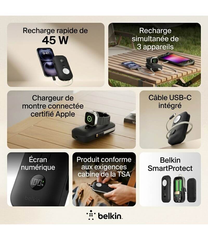 Belkin BoostCharge Pro Batterie externe 10K Sable