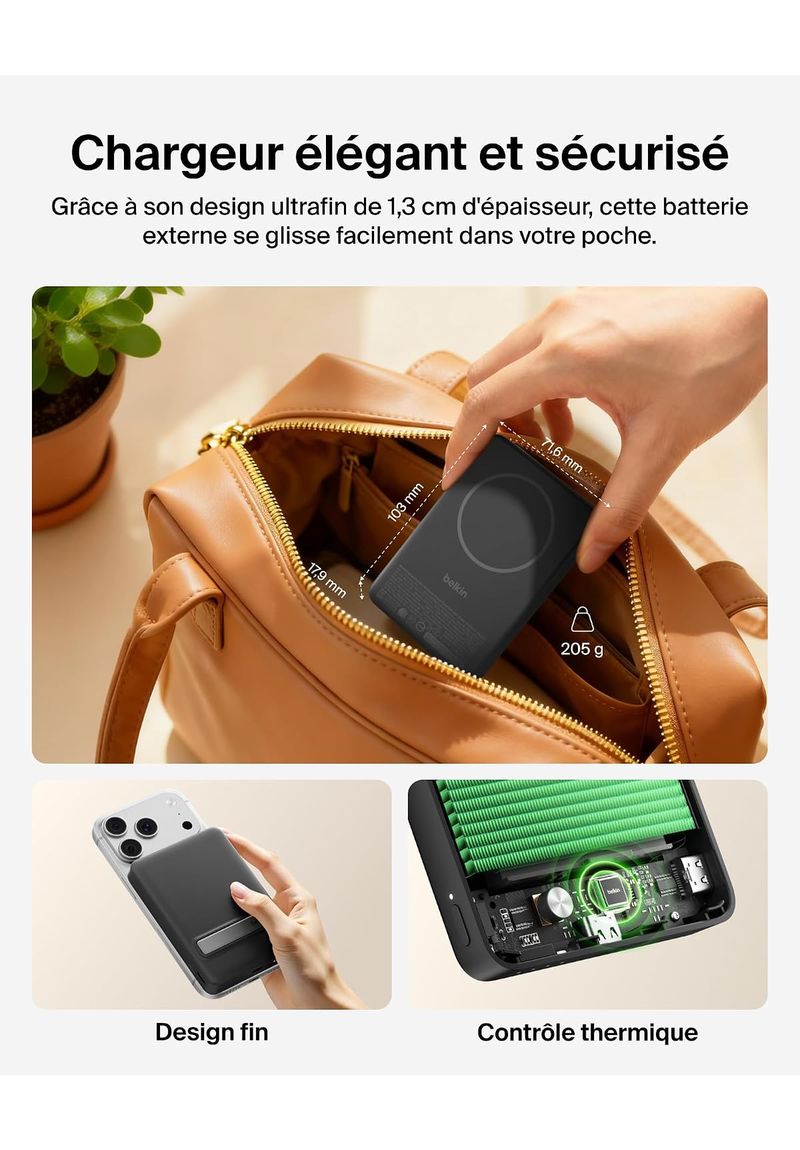 Batterie externe Belkin BoostCharge Magnétique 10K Qi2 blanche