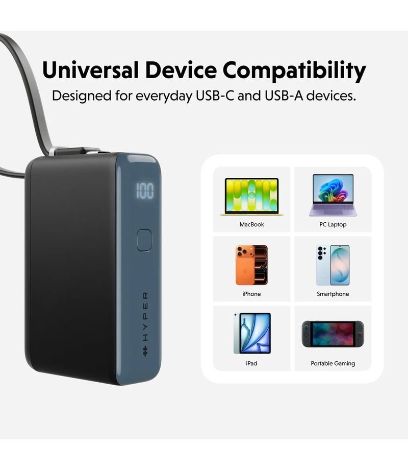 Charge USB-C de la batterie externe HyperJuice Flex 10K