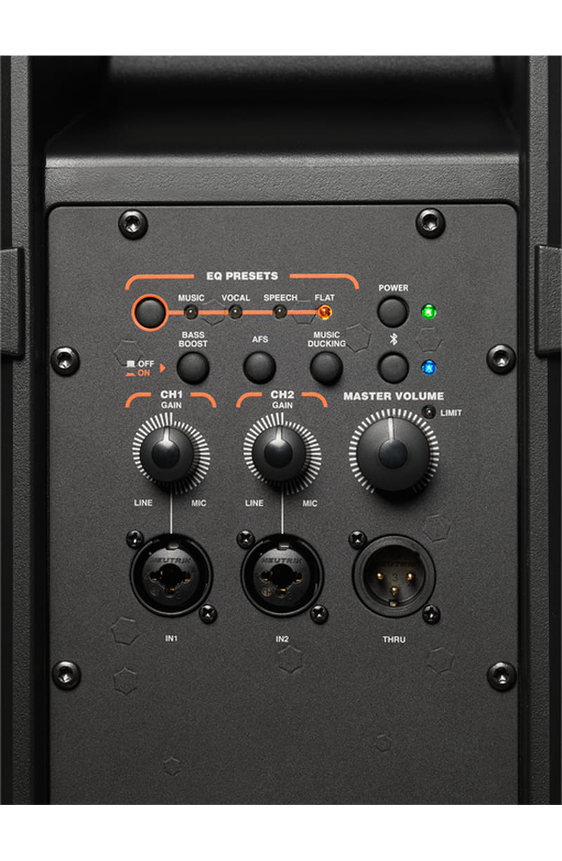 Commandes et connectique de la JBL IRX108BT