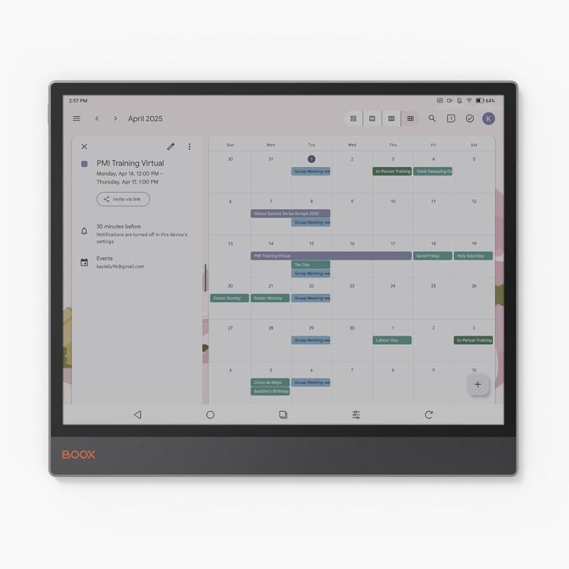 Interface Android 13 et productivité sur Boox Tab XC