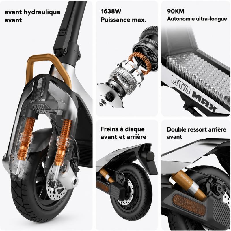 Suspensions et équipements de la trottinette NAVEE UT3 Max