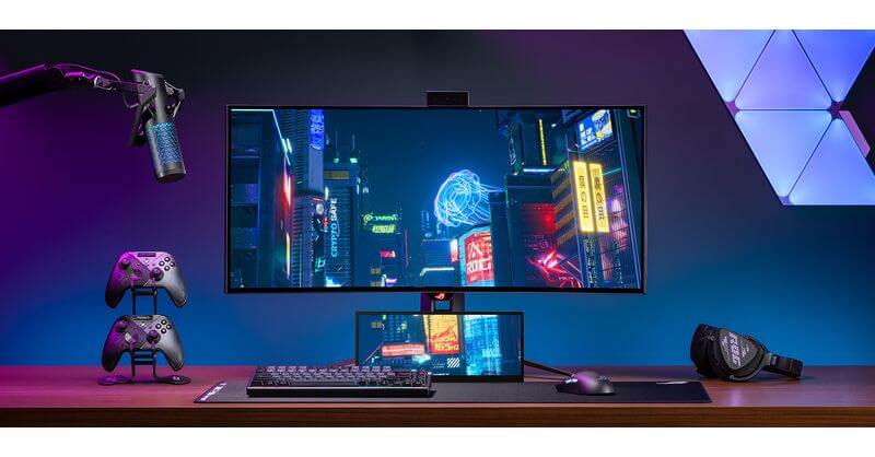 Affichage secondaire de l'écran ASUS ROG Strix XG129C dans un setup de jeu