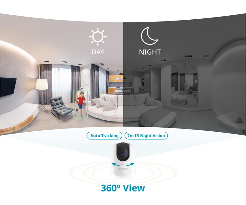 Vue à 360 degrés et vision nocturne de la caméra D-Link DCS-8610