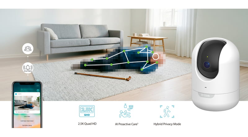 Caméra D-Link DCS-8610 avec détection de chute par IA
