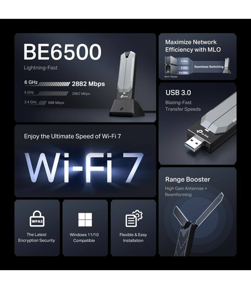 Adaptateur USB WiFi 7 TP-Link Archer TBE400UH BE6500