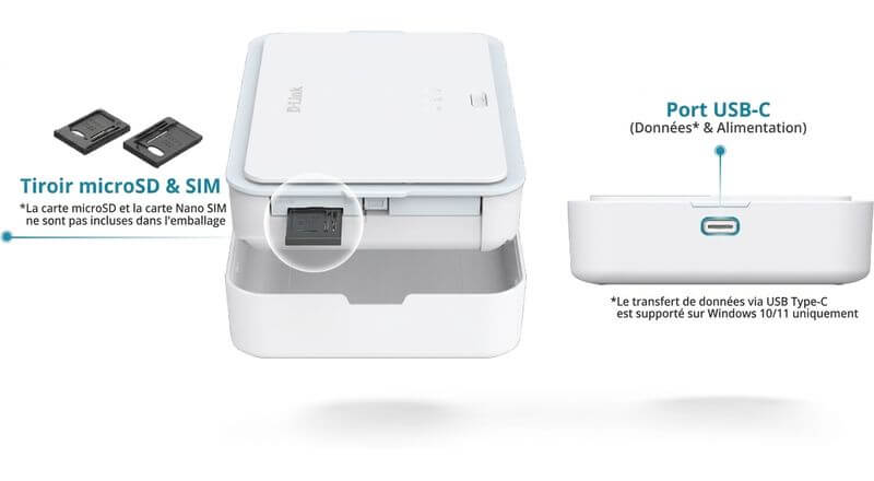 Routeur de voyage 5G Wi-Fi 6 D-Link DBR-330-G vu de dessus
